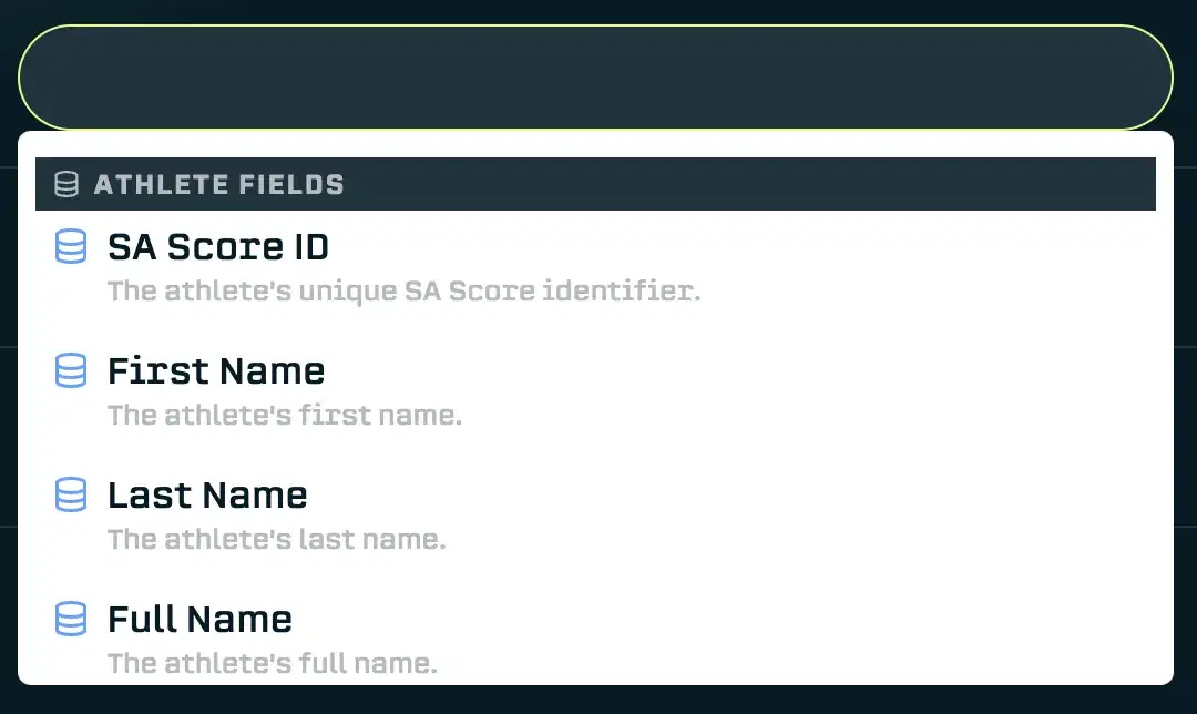 Examples of Athlete Fields
