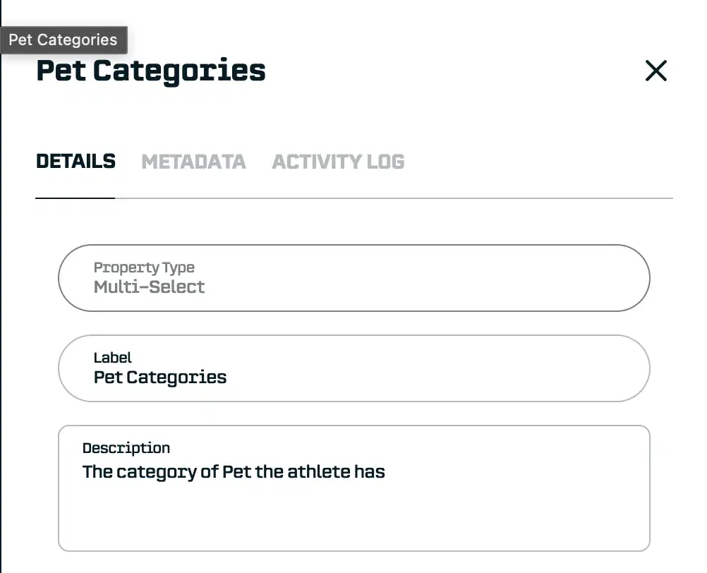 Example of Label and Description for a property