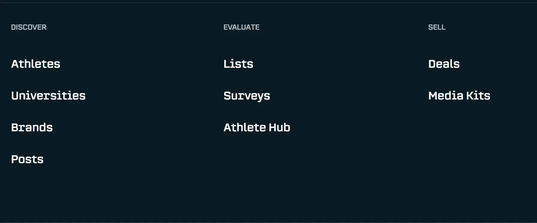 New navigation bar showing Discover, Evaluate, and Sell sections