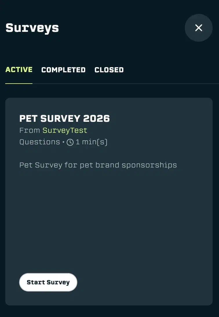 Athlete App: The athlete will be able to view their surveys and respond to them in the app.